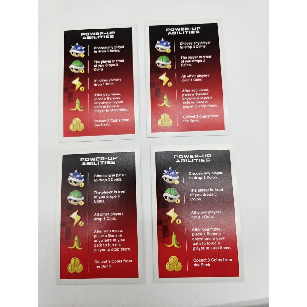 2018 Monopoly Gamer Mario Kart‎ 4 Power-Up Abilities Replacement Cards Nintendo